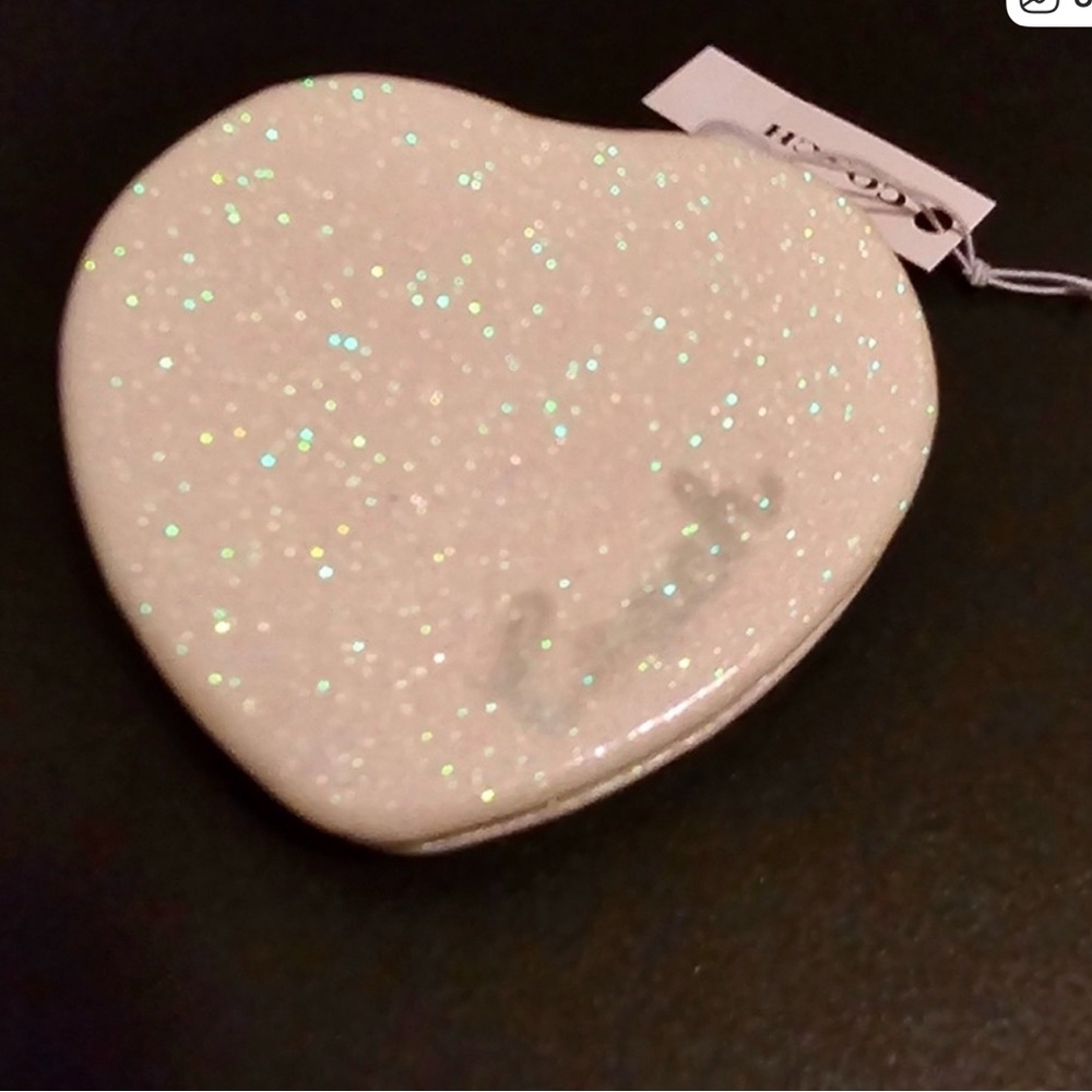 Coach Glittery White Heart Compact Mirror - Picture 3 of 5